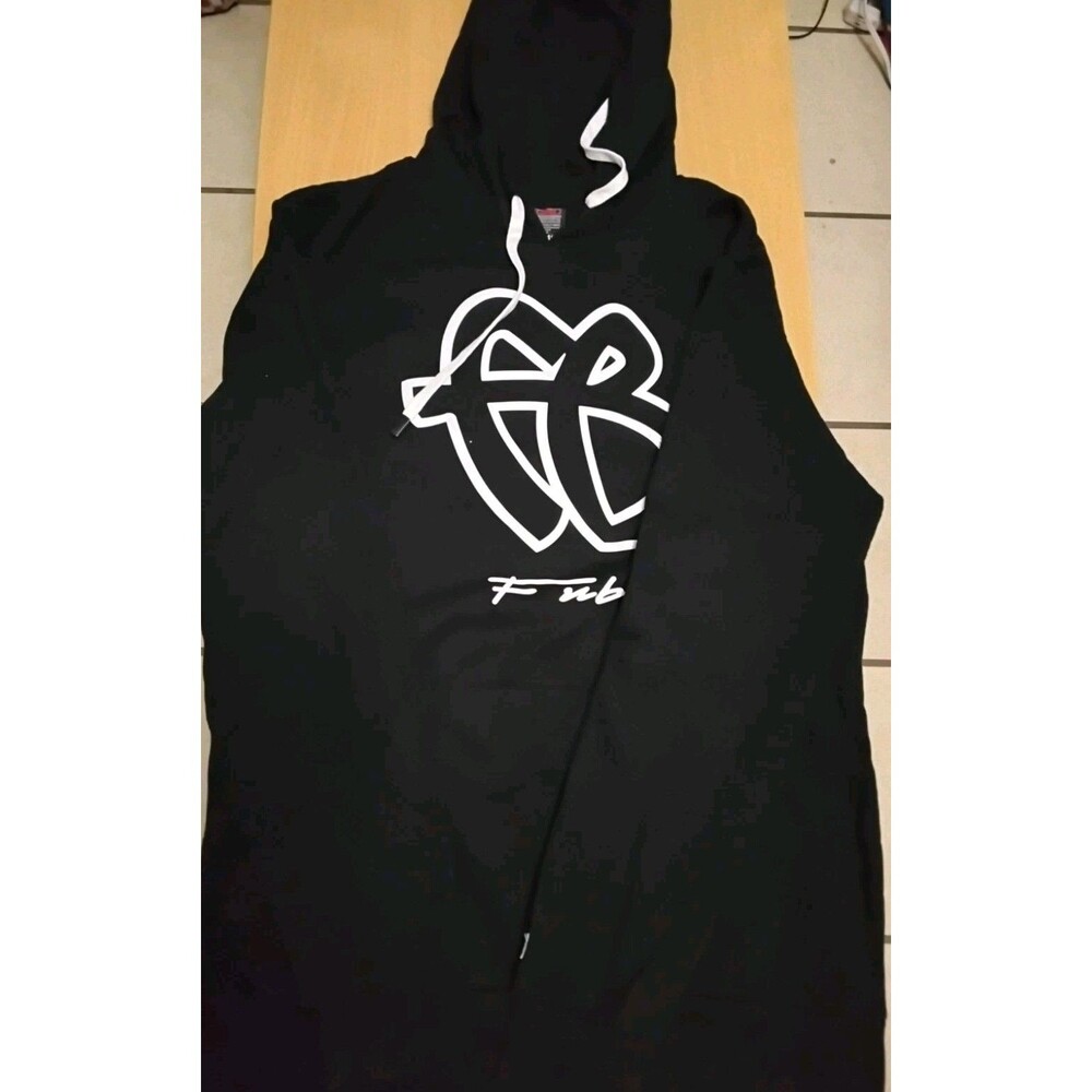 FUBU Hoodie Men’s Size M (38–40) Black Pullover Sweatshirt • Large Logo Vintage